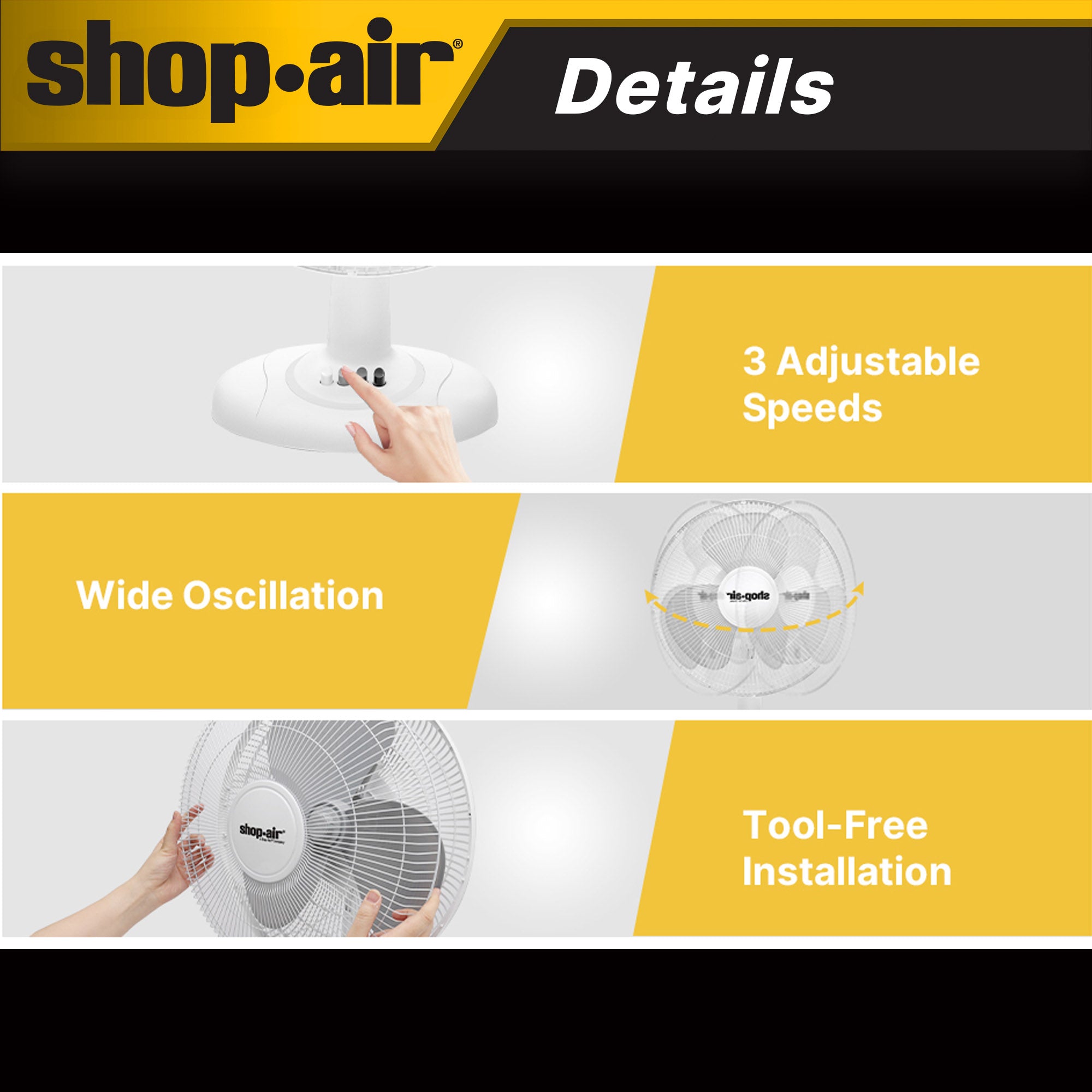 Shop-Air® 12 Oscillating Table Fan - Image 4